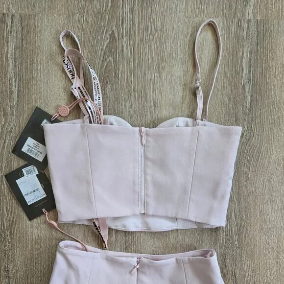 House of CB Pabla Bralette Top & Rita Midi Skirt Set Pink Small New With Tags - Picture 10 of 16